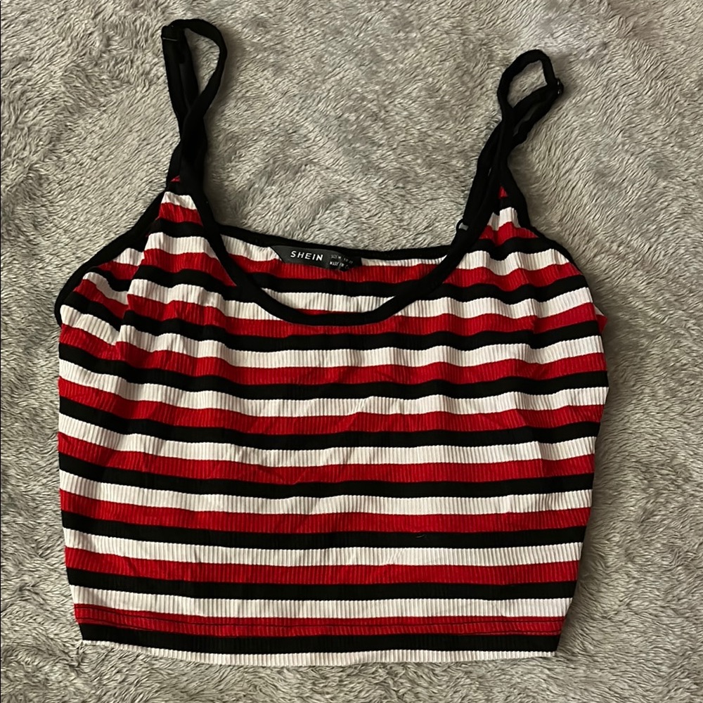 SHEIN Red and Black Sleeveless Crop Camisole